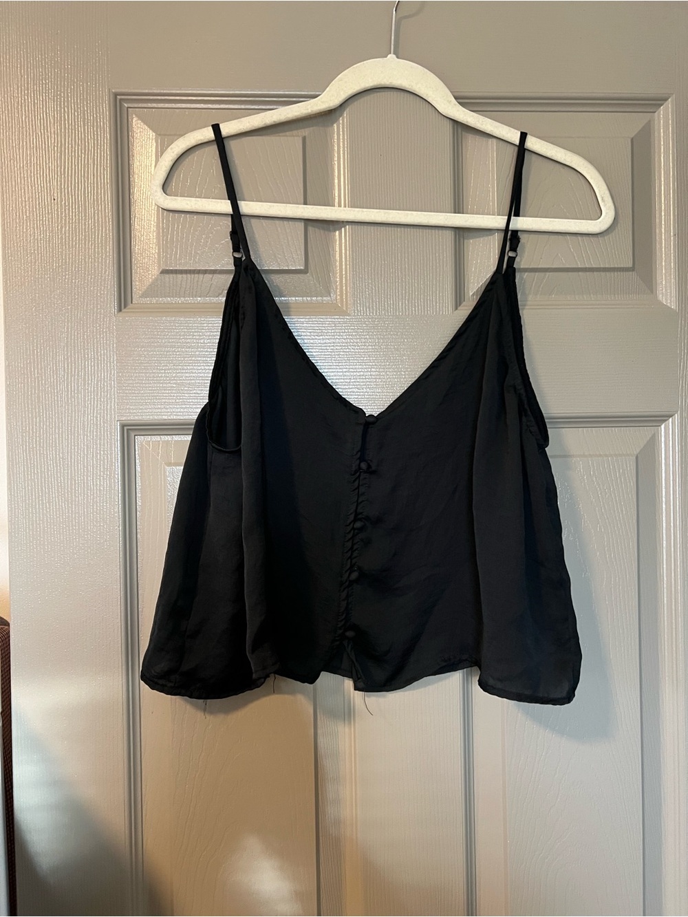 Women’s Black Spaghetti Strap Button-Front Camisole